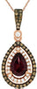ESTATE LARGE 1.03CT WHITE & MOCHA DIAMOND & AAA RHODOLITE 14KT ROSE GOLD PENDANT