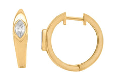 .32CT DIAMOND 14KT YELLOW GOLD 3D MARQUISE SOLITAIRE BEZEL HOOP HANGING EARRINGS