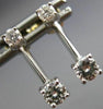 ESTATE .30CT DIAMOND 18KT WHITE GOLD 2 STONE SOLITAIRE HANGING EARRINGS #9446