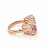 LARGE 13.29CT AAA KUNZITE 18KT ROSE GOLD EMERALD CUT & PEAR SHAPE SOLITAIRE RING