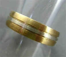ESTATE WIDE 14KT W&Y GOLD MATT FINISH MENS WEDDING RING SIMPLY BEAUTIFUL  #287