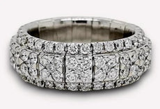 WIDE 3.41CT DIAMOND 18K WHITE GOLD MULTI FLOWER SQUARE ETERNITY ANNIVERSARY RING