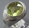 EXTRA LARGE 6.85CT DIAMOND & AAA GREEN AMETHYST 18K WHITE GOLD OVAL & ROUND RING