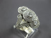 ESTATE WIDE .75CT DIAMOND 14KT WHITE GOLD 3 STONE HALO FILIGREE ANNIVERSARY RING