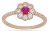 .50CT DIAMOND & AAA RUBY 14KT ROSE GOLD 3D CLASSIC FLOWER FILIGREE LOVE RING