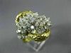 ESTATE EXTRA LARGE 2.06CT DIAMOND 18KT 2 TONE GOLD FLOWER LOVE KNOT RING #26509