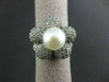 ESTATE LARGE 3.32CT DIAMOND 18KT WHITE GOLD PEARL FLOWER PAVE RING STUNNING!!