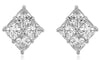 2.67CT DIAMOND 18KT WHITE GOLD CUSHION CUT INVISIBLE SQUARE GEOMETRICAL EARRINGS