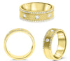 .27CT DIAMOND 14KT YELLOW GOLD 3D 3 STONE ETOILE MATTE & SHINY ANNIVERSARY RING