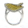 LARGE 3.24CT WHITE & FANCY YELLOW DIAMOND 18K 2 TONE GOLD PAVE DOUBLE HEART RING