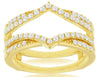 WIDE .50CT DIAMOND 14KT YELLOW GOLD 2 ROW DOUBLE V SHAPE INSERT ANNIVERSARY RING