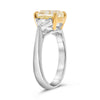 3.37CT WHITE & CANARY DIAMOND PLATINUM & 18K YELLOW GOLD 3 STONE ENGAGEMENT RING