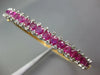 WIDE 3.9CT DIAMOND & AAA PINK RUBY 14K YELLOW GOLD SEMI ETERNITY BANGLE BRACELET
