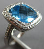 LARGE 10.35CT DIAMOND & AAA BLUE TOPAZ 14K WHITE GOLD CUSHION & ROUND RING 28199