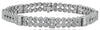 WIDE 6.5CT DIAMOND 14KT WHITE GOLD ROUND & BAGUETTE FILIGREE 2 ROW CUFF BRACELET