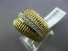 ESTATE WIDE .25CT ROUND DIAMOND 14KT WHITE & YELLOW GOLD 3D MULTI ROW BEAD RING