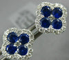 ESTATE 1.05CT DIAMOND & AAA SAPPHIRE 18KT WHITE GOLD FLOWER SQUARE STUD EARRINGS