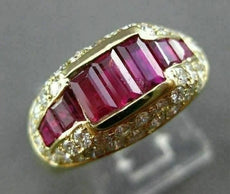 ANTIQUE WIDE 2.3CT DIAMOND & RUBY 18K YELLOW GOLD PAST PRESENT FUTURE RING 22031