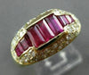 ANTIQUE WIDE 2.3CT DIAMOND & RUBY 18K YELLOW GOLD PAST PRESENT FUTURE RING 22031