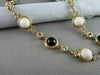 ANTIQUE 41.36CT FILIGREE CIRCLE ONYX & WHITE SAPPHIRE 14KT YELLOW GOLD NECKLACE