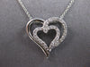 ESTATE .24CT DIAMOND 14KT WHITE GOLD CLASSIC DOUBLE HEART LOVE FLOATING PENDANT
