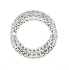 LARGE 5.11CT DIAMOND 18KT WHITE GOLD ROUND & BAGUETTE THREE ROW ANNIVERSARY RING