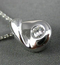 ESTATE .17CT SOLITAIRE DIAMOND 18K WHITE GOLD FLOATING PEAR SHAPE PENDANT #11848