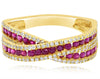 1.17CT DIAMOND & AAA RUBY 14K YELLOW GOLD 3D MULTI ROW CRISS CROSS INFINITY RING