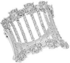 WIDE 1.72CT DIAMOND 18KT WHITE GOLD 3D MULTI ROW OPEN FILIGREE ANNIVERSARY RING