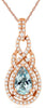 ESTATE 1.09CT DIAMOND & AAA AQUAMARINE 14KT ROSE GOLD PEAR SHAPE & ROUND PENDANT