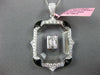LARGE 1.58CT DIAMOND & AAA ONYX & CRYSTAL 18K WHITE GOLD SQUARE FLOATING PENDANT