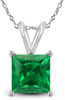 .80CT AAA EMERALD 14KT WHITE GOLD 3D CLASSIC SQUARE SOLITAIRE FLOATING PENDANT