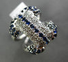 ESTATE LARGE 2.30CT DIAMOND & AAA SAPPHIRE 14KT WHITE GOLD 3D PAVE FUN RING