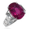 LARGE 12.18CT DIAMOND AAA PINK SAPPHIRE PLATINUM CUSHION 3 STONE ENGAGEMENT RING