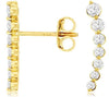 ESTATE .53CT DIAMOND 14KT YELLOW GOLD ROUND GRADUATING SHARED PRONG EAR CLIMBERS
