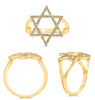 WIDE .19CT DIAMOND 14KT YELLOW GOLD 3D ROUND STAR OF DAVID INFINITY UNISEX RING