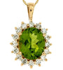 LARGE 3.45CT DIAMOND & AAA PERIDOT 14KT YELLOW GOLD OVAL & ROUND FLOWER PENDANT