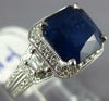 ESTATE LARGE 4.12CT DIAMOND & AAA SAPPHIRE 14KT WHITE GOLD HALO ENGAGEMENT RING