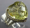EXTRA LARGE 11.04CT DIAMOND & AAA GREEN AMETHYST 18K WHITE GOLD HEART SHAPE RING