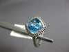 ESTATE 1.62CT DIAMOND & AAA BLUE TOPAZ 14KT WHITE GOLD GEOMETRICAL FILIGREE RING