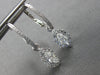 1.08CT DIAMOND 18K WHITE GOLD ROUND & MARQUISE LEVERBACK HANGING EARRINGS #27846