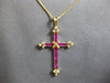 LARGE 1.12CT DIAMOND & AAA RUBY 14KT YELLOW GOLD PRINCESS & ROUND PENDANT #28198