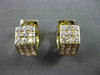 ESTATE 14KT YELLOW GOLD 3D 3 ROW CUBIC ZIRCONIA HEXAGON HUGGIE EARRINGS #24349