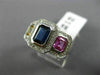 ESTATE WIDE 2.57CT DIAMOND & MULTI COLOR SAPPHIRE 18K WHITE GOLD ENGAGEMENT RING