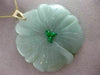 ESTATE EXTRA LARGE AAA JADE 14K YELLOW GOLD 3D HANDCRAFTED FLOWER PENDANT #26192