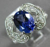 ESTATE LARGE 3.58CT DIAMOND & AAA OVAL TANZANITE 14KT WHITE GOLD ENGAGEMENT RING