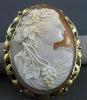 ANTIQUE LARGE 14K YELLOW & ROSE GOLD FLORAL LADY SHELL CAMEO PENDANT & PIN 22497