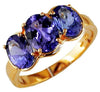LARGE 2.85CT AAA TANZANITE 14K YELLOW GOLD 3D OVAL PAST PRESENT FUTURE LOVE RING