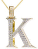 ESTATE LARGE 1.61CT DIAMOND 14KT YELLOW GOLD 3D K INITIAL FUN FLOATING PENDANT