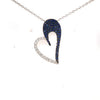 .76CT DIAMOND & AAA SAPPHIRE 18KT WHITE GOLD 3D OPEN HEART LOVE FLOATING PENDANT